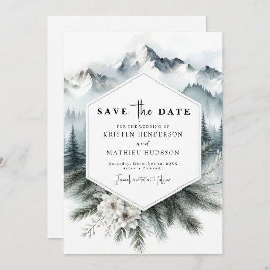 Wald-Minimal-Hochzeit Save The Date (Vorne/Hinten)