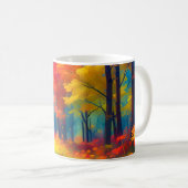 Wald mit farbenfrohen Bäumen und Blumen Kaffeetasse (VorderseiteRechts)