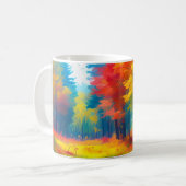 Wald mit farbenfrohen Bäumen und Blumen Kaffeetasse (Vorderseite Links)