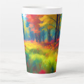 Wald mit farbenfrohen Bäumen und Blumen Milchtasse (Vorderseite)