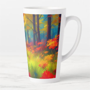 Wald mit farbenfrohen Bäumen und Blumen Milchtasse