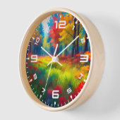 Wald mit farbenfrohen Bäumen und Blumen Uhr (Winkel)