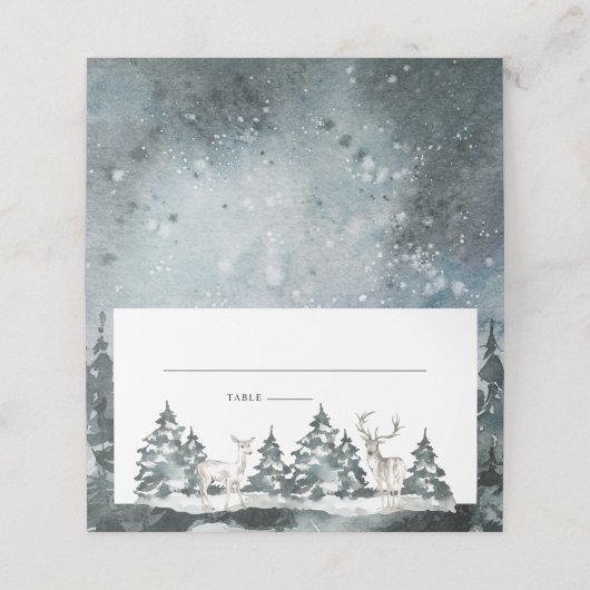 Wald mit Hirsche-Platzkarte Platzkarte (Außenseite Aufgefaltet)