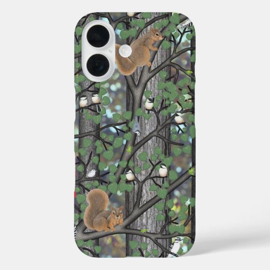 Wald mit Vögeln und Eichhörnchen Case-Mate iPhone Hülle (Rückseite)