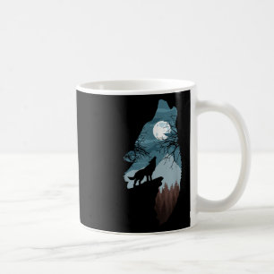 Wald mit Vollmond und Klippen aus Silhouette Howl Kaffeetasse