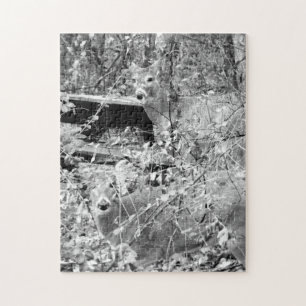Wald mit Weißwedelhirsch-Puzzle Puzzle