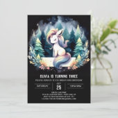 Wald Modernes Pferd Geburtstag Einladung (Stehend Vorderseite)