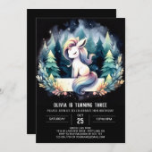 Wald Modernes Pferd Geburtstag Einladung (Vorne/Hinten)