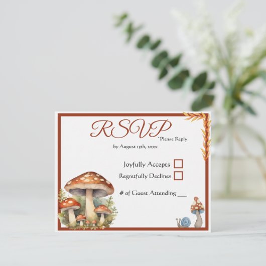 Wald-Mushroom-Gender-Neutral-Baby-Dusche RSVP Karte (Stehend Vorderseite)