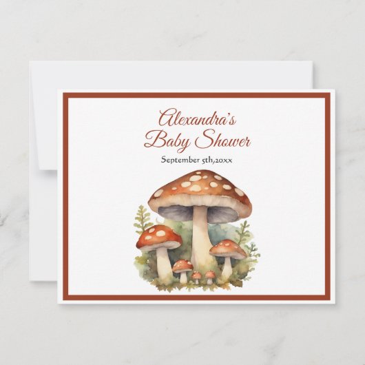 Wald-Mushroom-Gender-Neutral-Baby-Dusche RSVP Karte (Rückseite)