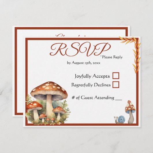 Wald-Mushroom-Gender-Neutral-Baby-Dusche RSVP Karte (Vorne/Hinten)
