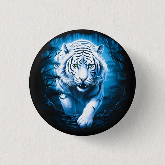 Wald Mystiker Wild Weißer Tiger Button (Vorderseite)