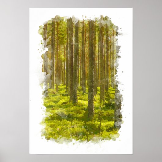 Wald Natur Landschaft - Wasserfarben Poster (Vorne)