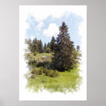 Wald Natur Landschaft - Wasserfarben Poster