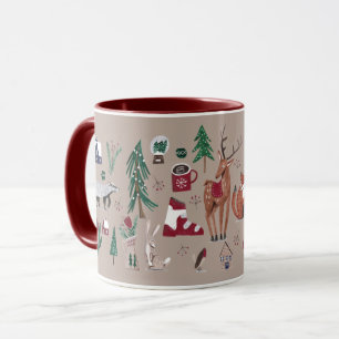 Wald nordischer Ski-Weihnachten beige Tasse