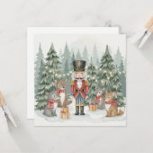 Wald-Nussknacker-Aquarell-Weihnachtskarte Karte (Vorderseite/Rückseite Beispiel)