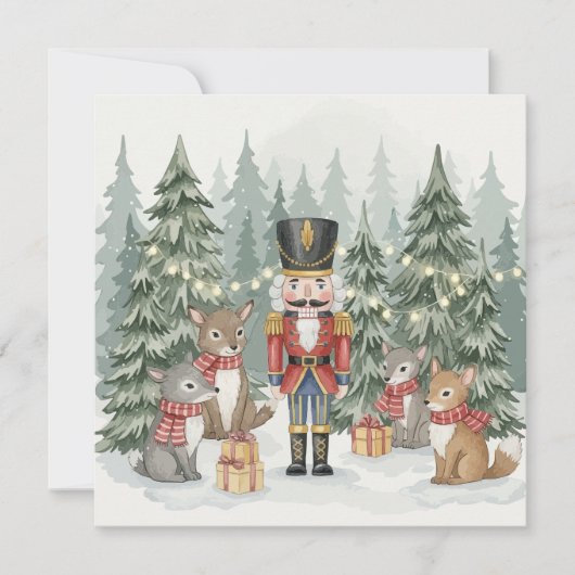 Wald-Nussknacker-Aquarell-Weihnachtskarte Karte (Vorderseite)