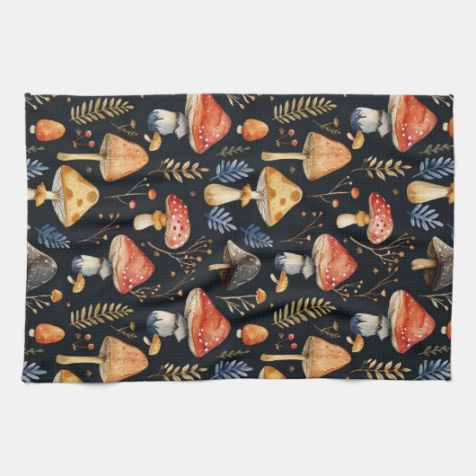 Wald-Pilz und Fern Geschirrtuch (Horizontal)