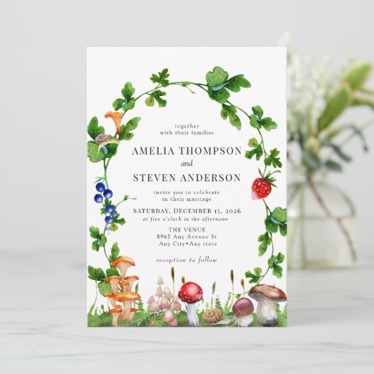 Wald-Pilz | Waldhochzeit Einladung (Stehend Vorderseite)
