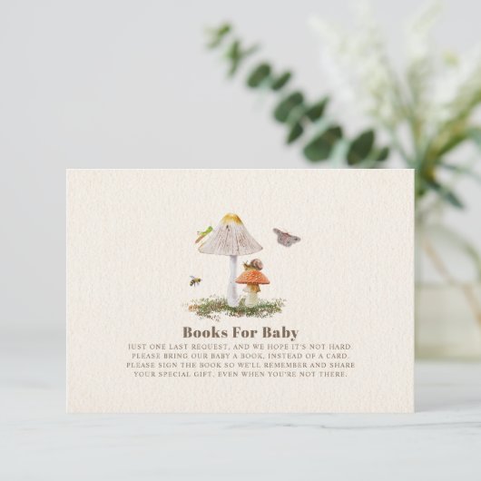Wald-Pilzbücher für Babyduschinsekten Einladung (Stehend Vorderseite)