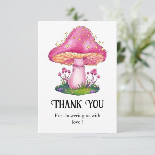 Wald-Pilzdusche Dankeskarte (Stehend Vorderseite)