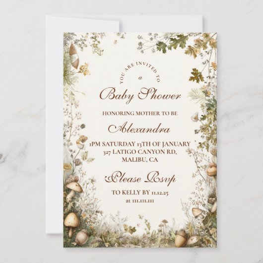 Wald-Pilzdusche Einladung (Vorderseite)