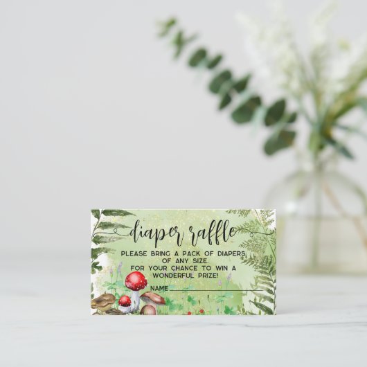 Wald Pilze Grünpflanzen Baby Diaper Raffle Begleitkarte (Stehend Vorderseite)