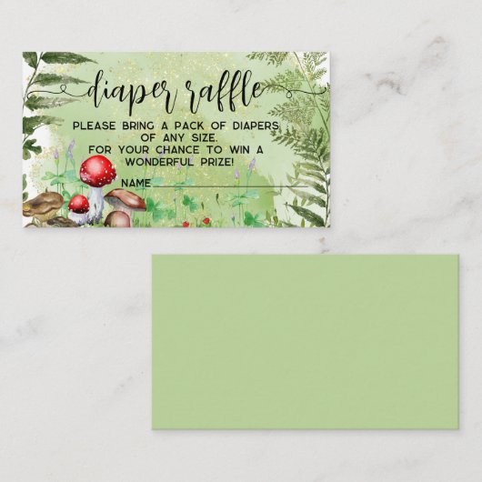 Wald Pilze Grünpflanzen Baby Diaper Raffle Begleitkarte (Vorne/Hinten)