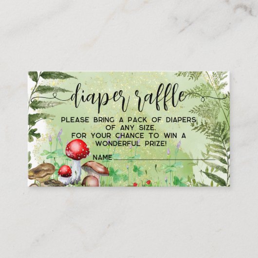 Wald Pilze Grünpflanzen Baby Diaper Raffle Begleitkarte (Vorderseite)