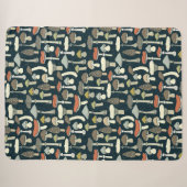 Wald Pilze Muster rustikal Sherpadecke (Vorderseite (Horizontal))