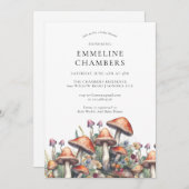 Wald Pilze Pilze Babydusche Einladung (Vorne/Hinten)