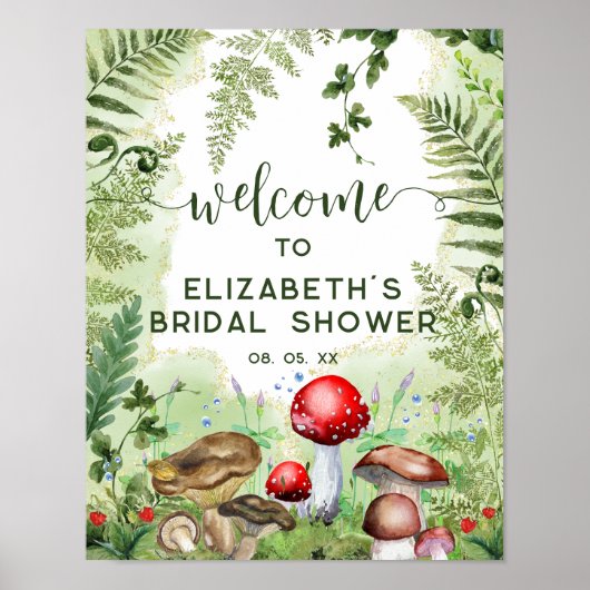 Wald Pilze Pilze Ferns Script Willkommen Poster (Vorne)