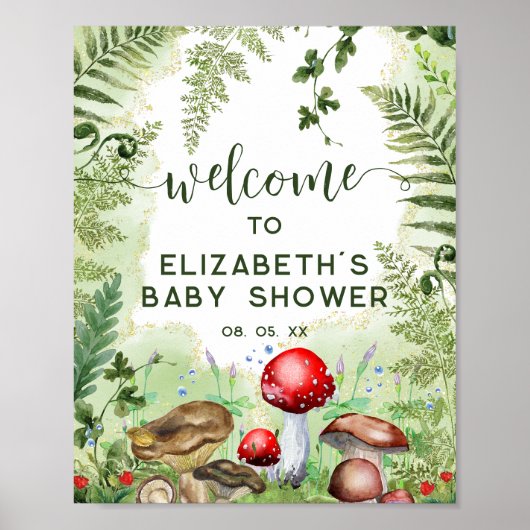 Wald Pilze Pilze Ferns Script Willkommen Poster (Vorne)