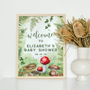 Wald Pilze Pilze Ferns Script Willkommen Poster