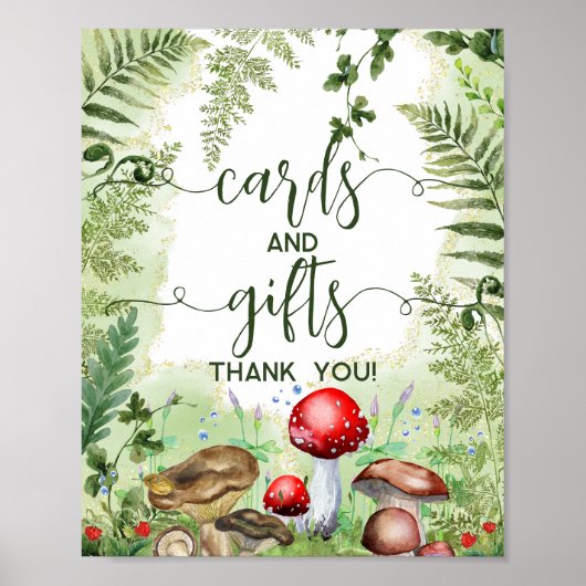 Wald Pilze Pilze Ferns Skriptkarten Geschenke Poster (Vorne)