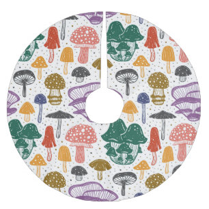 Wald Pilze Vintage Textur Polyester Weihnachtsbaumdecke