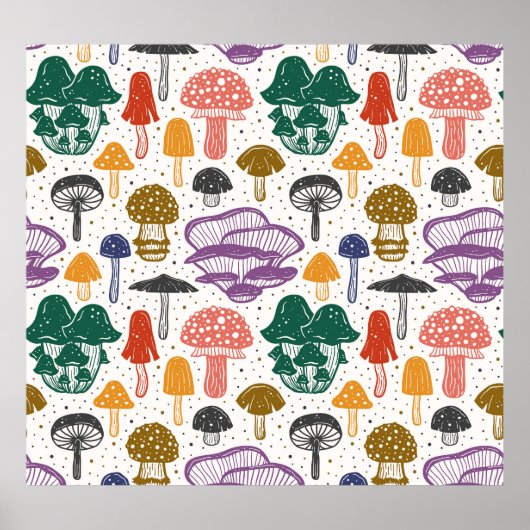 Wald Pilze Vintage Textur Poster (Vorne)