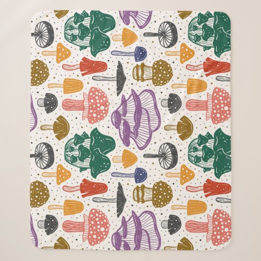 Wald Pilze Vintage Textur Sherpadecke (Vorderseite)