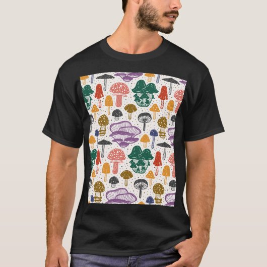 Wald Pilze Vintage Textur T-Shirt (Vorderseite)