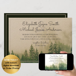 Wald Pine Trees Mountains Hochzeiten Einladungen