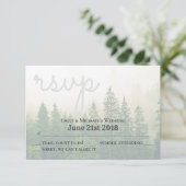 Wald Pine Trees Wedding RSVP und Menüauswahl Karte (Stehend Vorderseite)