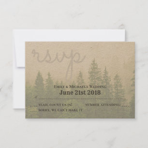 Wald Pine Trees Wedding RSVP und Menüauswahl Karte