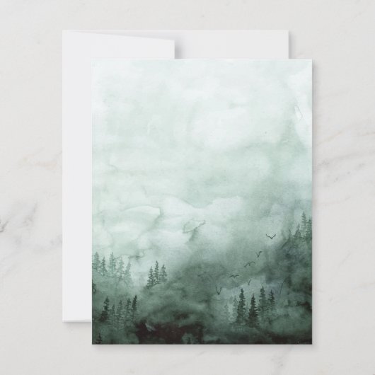 Wald, Pinienbäume Lichter Grüne Probe Abendessen Einladung (Rückseite)