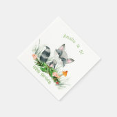 Wald Raccoon Niedliche Geburtstag Napkins Serviette (Ecke)