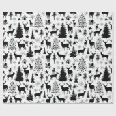 Wald-Rentiere aus Weiß und Schwarzwald Geschenkpapier (Flach)