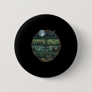 Wald Retro Bäume Natur Wildtiere Outdoor Männer Button