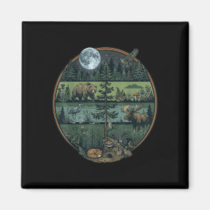 Wald Retro Bäume Natur Wildtiere Outdoor Männer Magnet