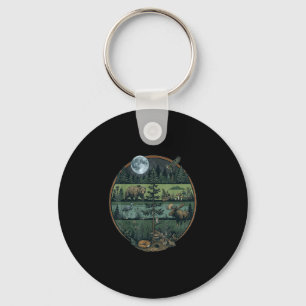 Wald Retro Bäume Natur Wildtiere Outdoor Männer Schlüsselanhänger
