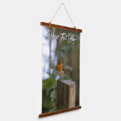 Wald Robin Wood Topped Wall Tapestory Wandteppich Mit Holzrahmen (Gewinkelt)