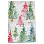 Wald, Roter grüner Pinienwald Urlaub Mittlere Geschenktüte (Vorderseite)